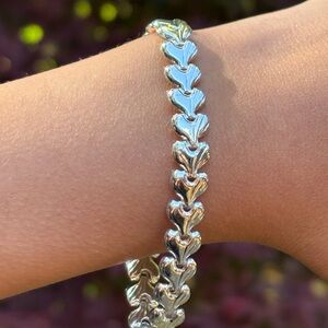 Puffed Heart Bracelet Italy 925 Sterling Silver